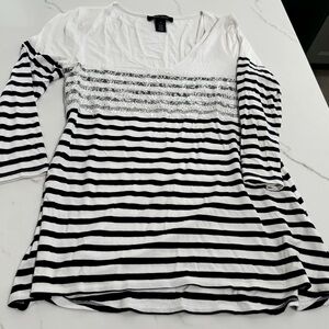 White House Black Market Tops | Women's Sequin Lace Long Sleeve Blouse Top